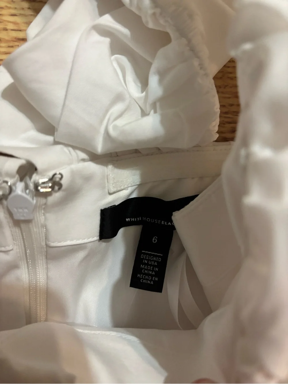White House Black Market White Pleated Puff Sleeve Peplum Top - Picture 3 of 4